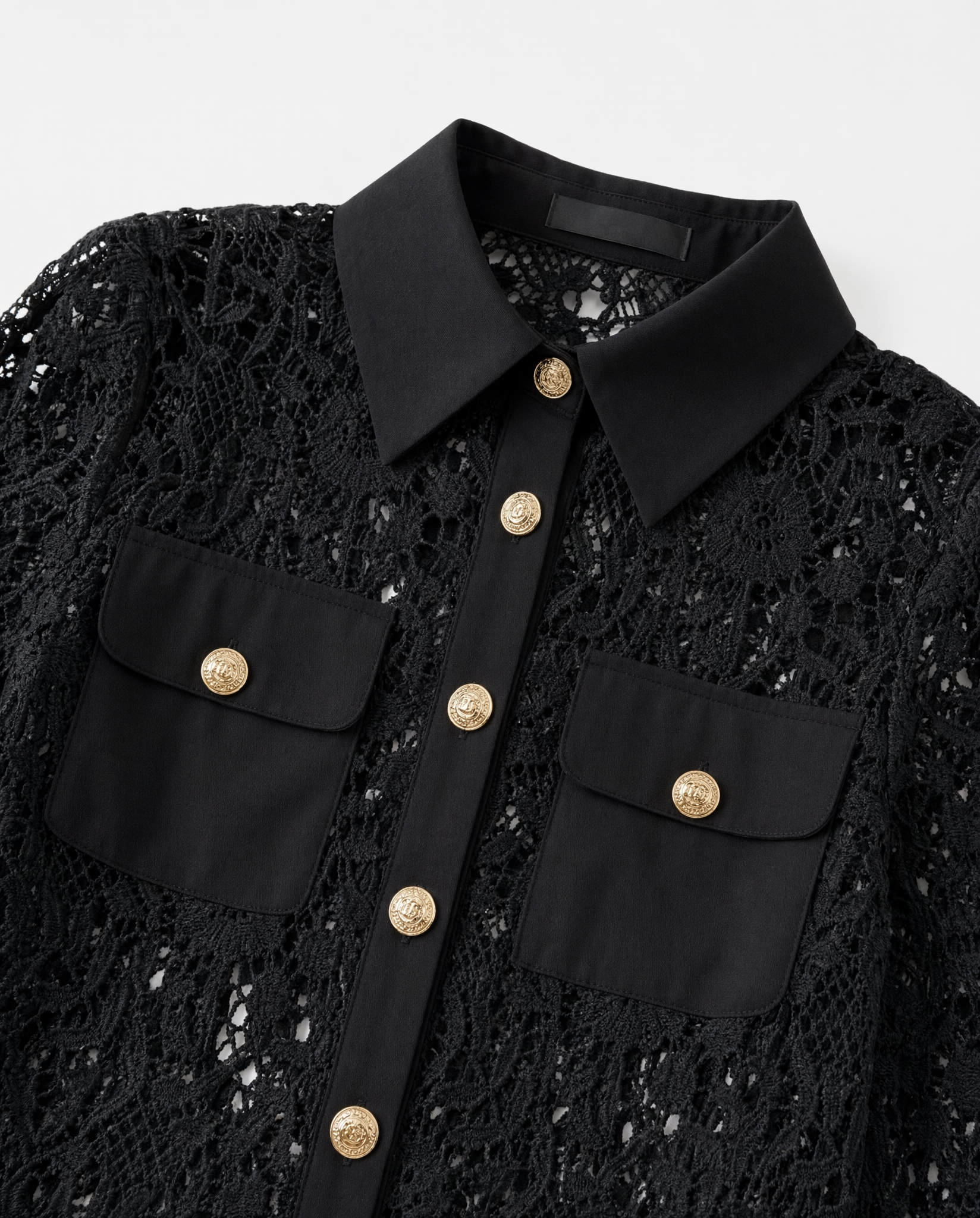 Conjunto Guipure 2 Piezas Blazer Falda Negro - nn.studio Style 818