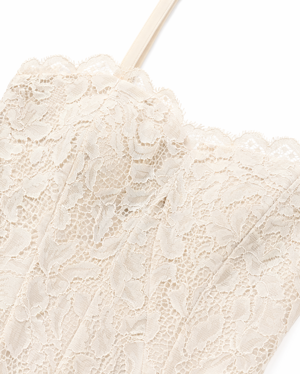 Vestido Maxi Encaje Floral Escote V Beis - nn.studio Style J9623