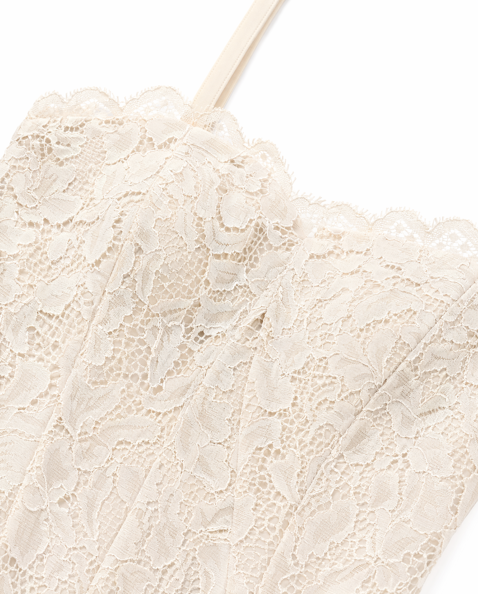 Vestido Maxi Encaje Floral Escote V Beis - nn.studio Style J9623