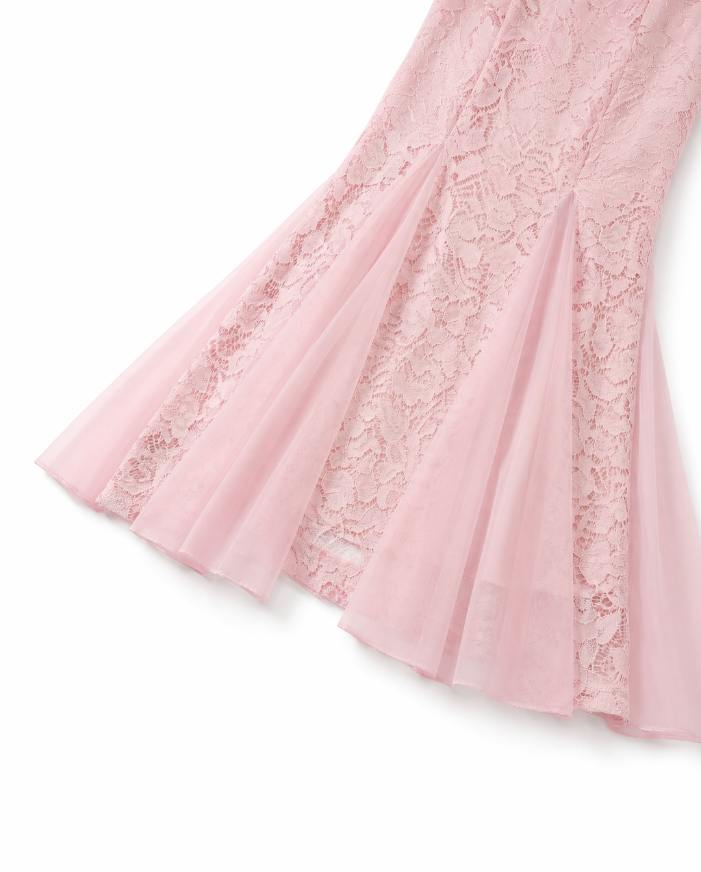 Vestido Maxi Encaje Floral Escote V Rosa - nn.studio Style J9623