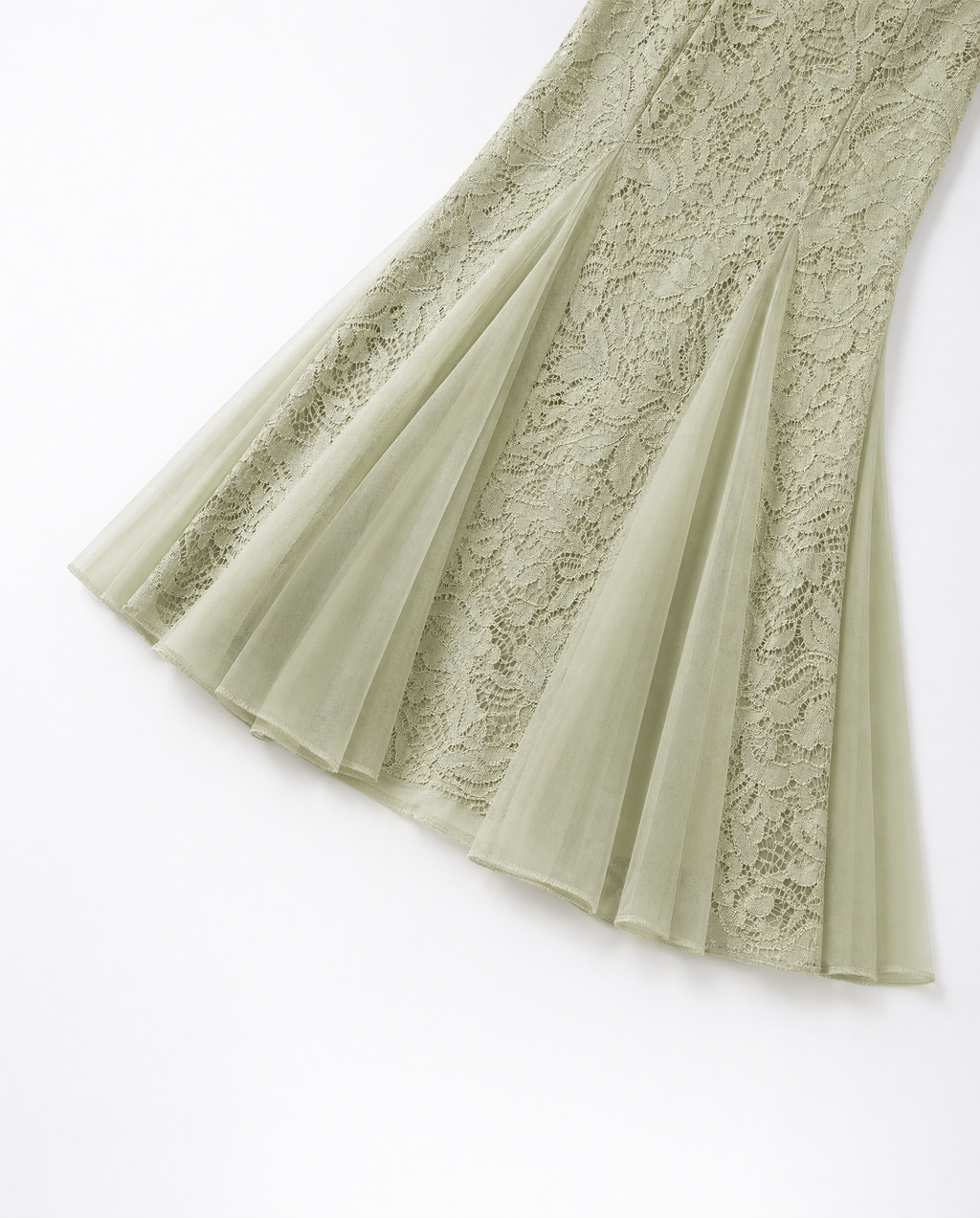 Vestido Maxi Encaje Floral Escote V Verde - nn.studio Style J9623