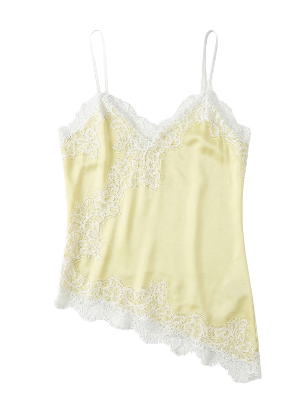 Top Satinado con Encaje Negro Escote V Amarillo - nn.studio Style K1268