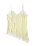 Top Satinado con Encaje Negro Escote V Amarillo - nn.studio Style K1268