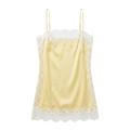 Top Satinado Corto con Encaje Negro Amarillo - nn.studio Style K1315
