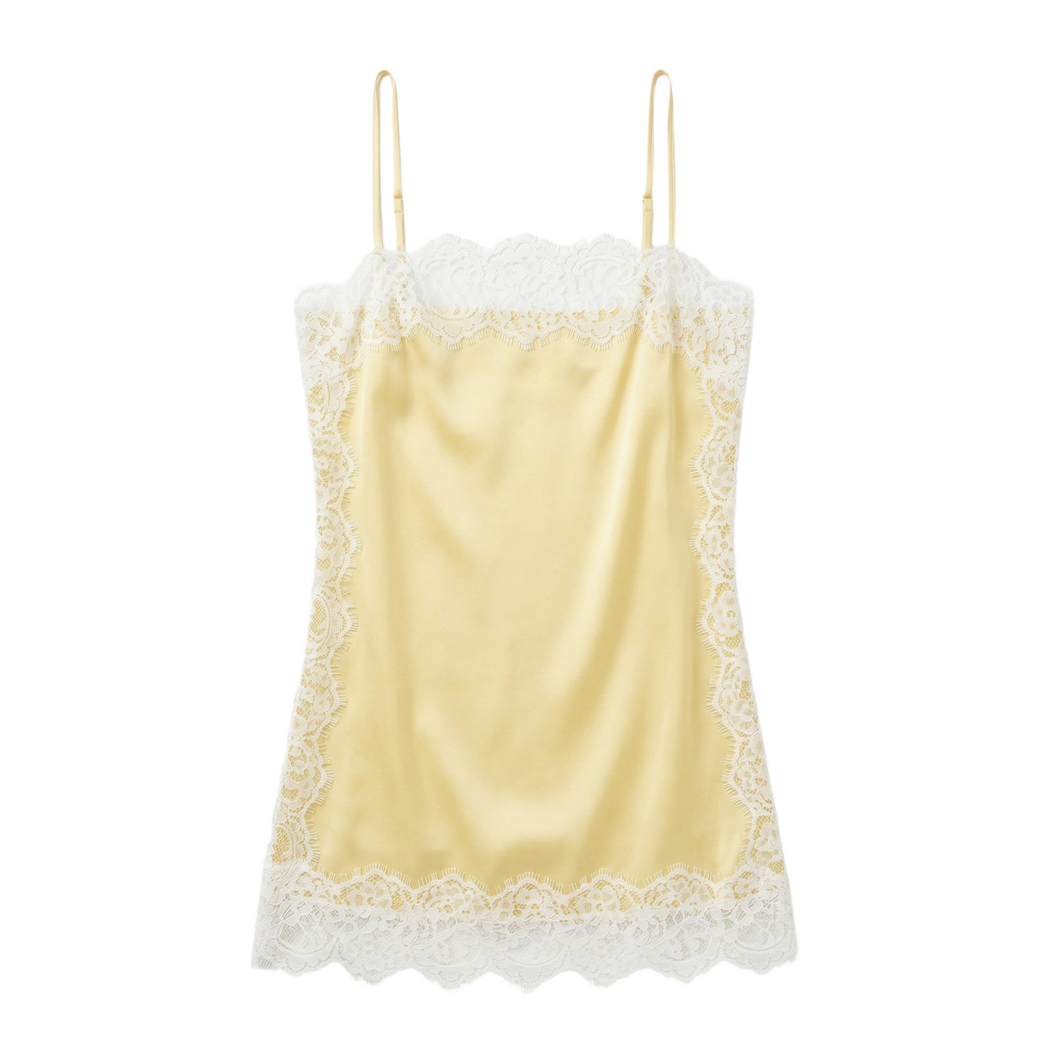 Top Satinado Corto con Encaje Negro Amarillo - nn.studio Style K1315