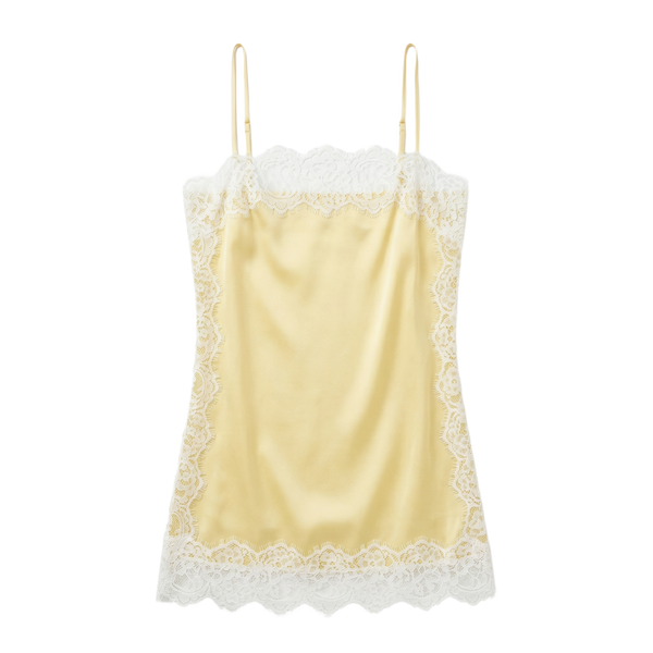 Top Satinado Corto con Encaje Negro Amarillo - nn.studio Style K1315