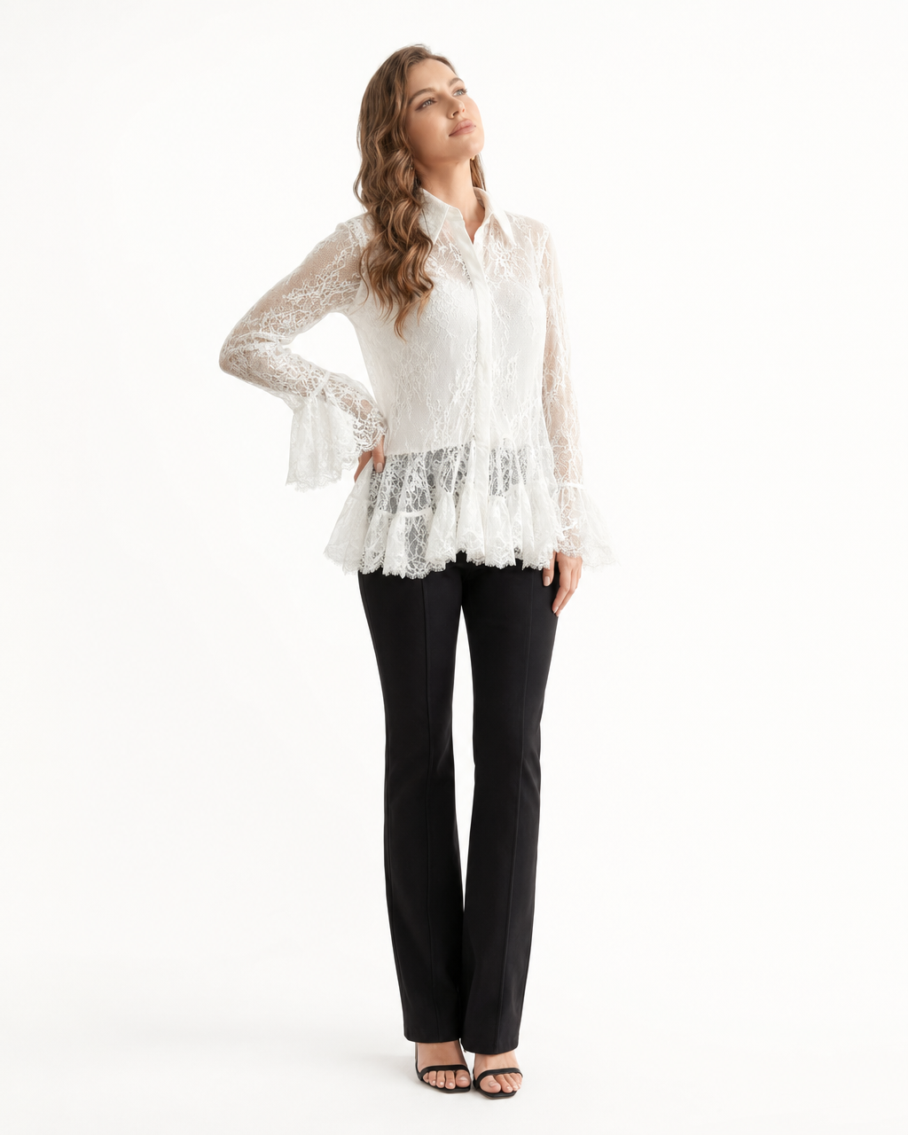 Blusa Encaje Manga Acampanada Blanco - nn.studio Style K987