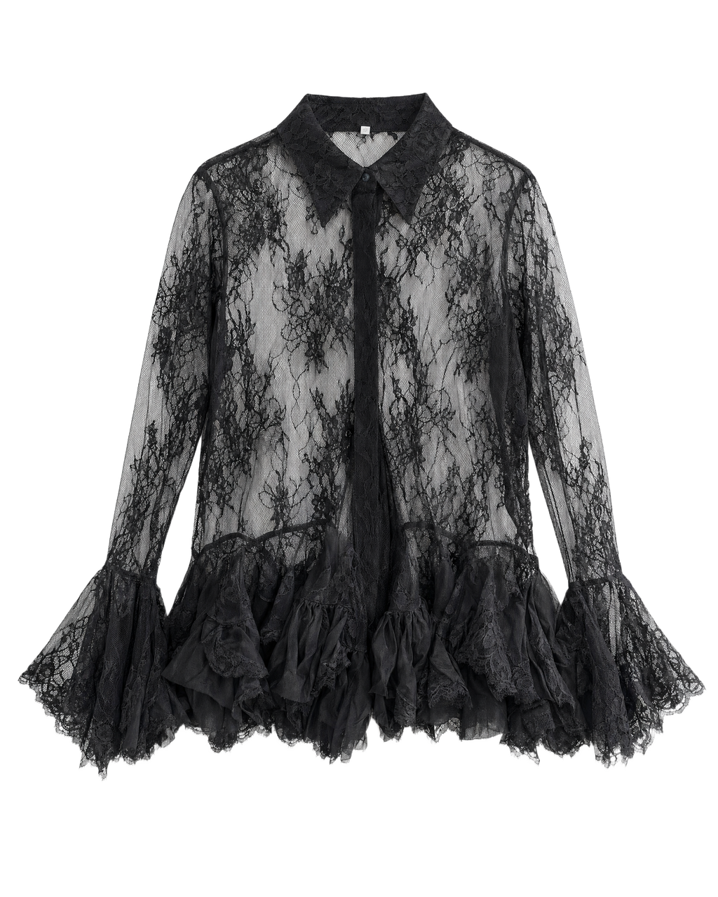 Blusa Encaje Manga Acampanada Negro - nn.studio Style K987