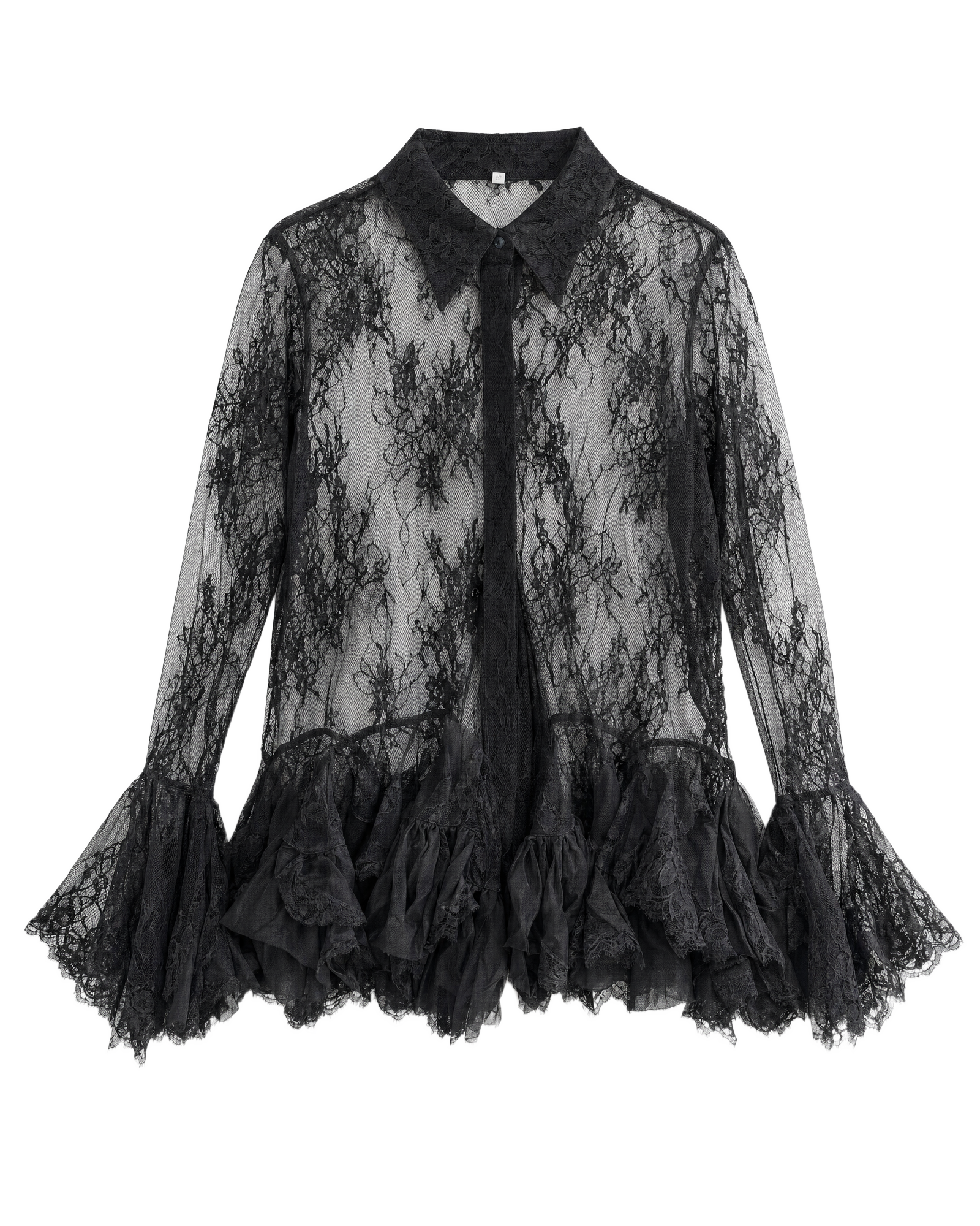 Blusa Encaje Manga Acampanada Negro - nn.studio Style K987