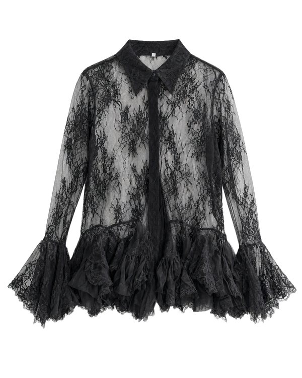 Blusa Encaje Manga Acampanada Negro - nn.studio Style K987