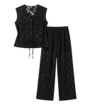 Conjunto Encaje 2 Piezas Top y Pantalón Negro - nn.studio Style P1245