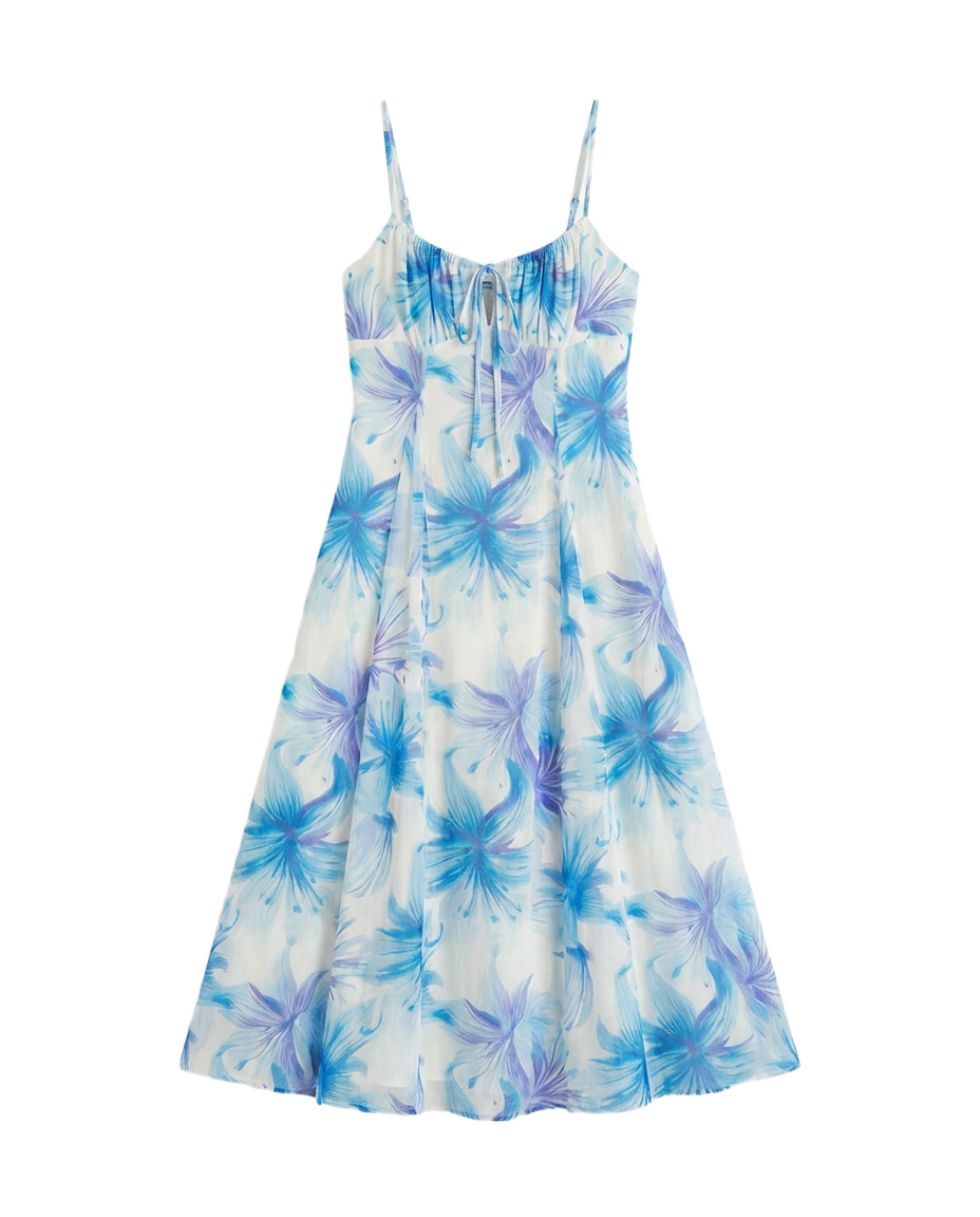 Vestido Midi Tropical Azul