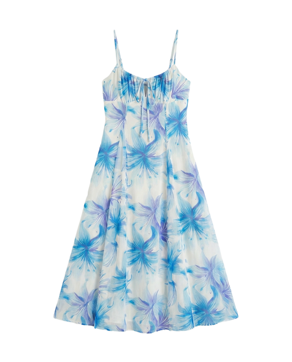 Vestido Midi Tropical Azul