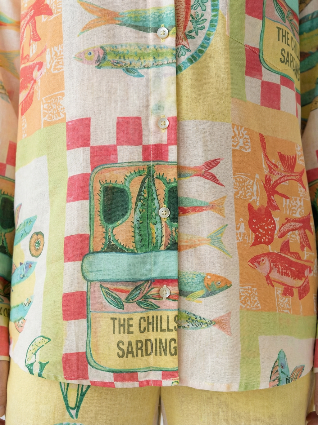 Conjunto Sardinas Vintage Amarillo con sardinas y checkerboard - nn.studio Style 2236