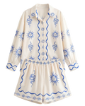 Conjunto Soles y Serpientes Crema con soles y serpientes azules - nn.studio Style 3665