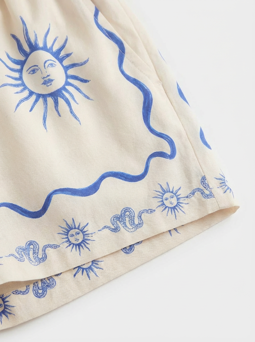 Conjunto Soles y Serpientes Crema con soles y serpientes azules - nn.studio Style 3665