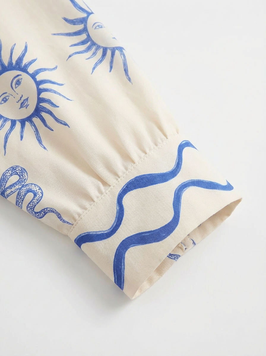 Conjunto Soles y Serpientes Crema con soles y serpientes azules - nn.studio Style 3665
