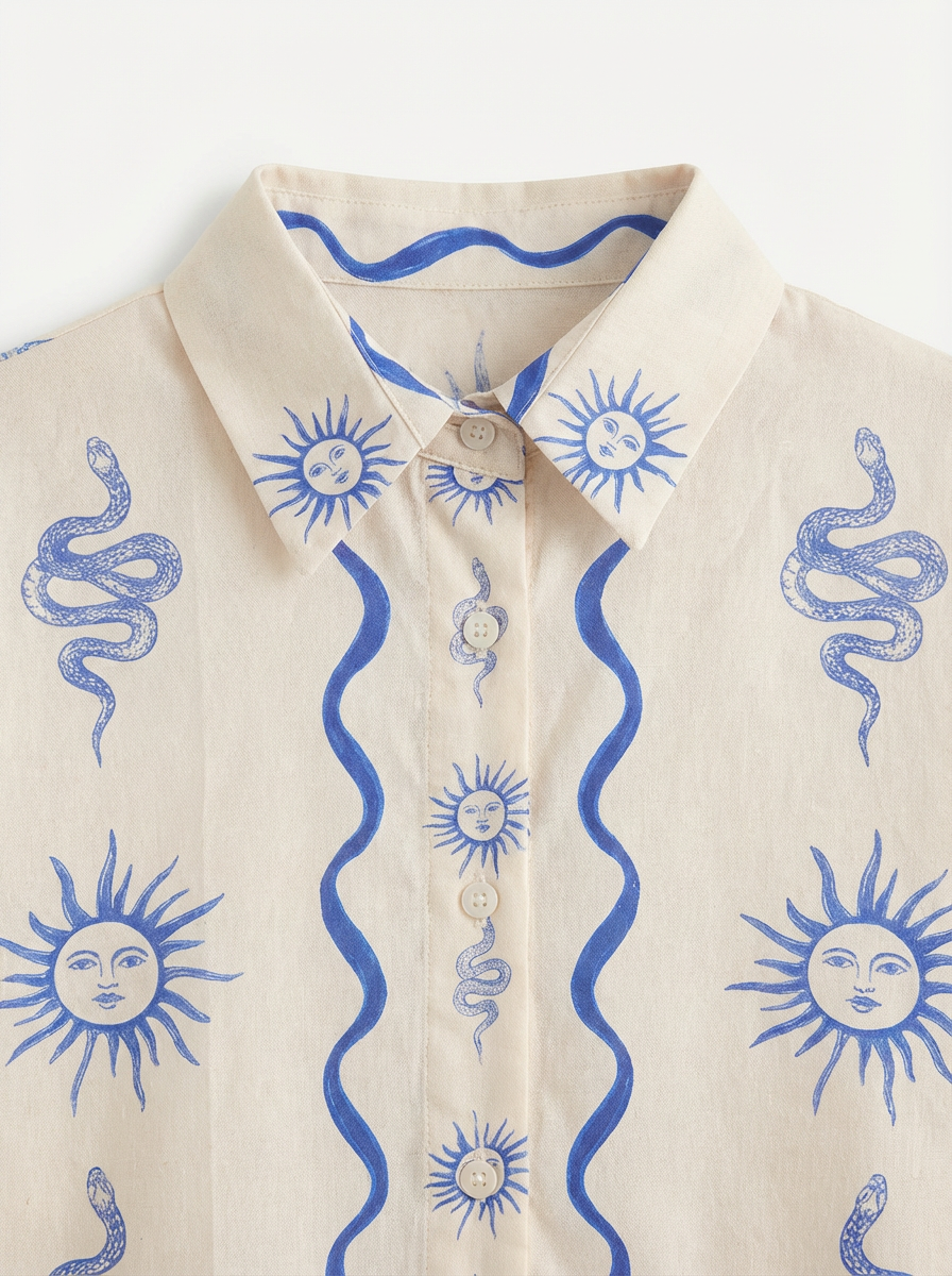 Conjunto Soles y Serpientes Crema con soles y serpientes azules - nn.studio Style 3665