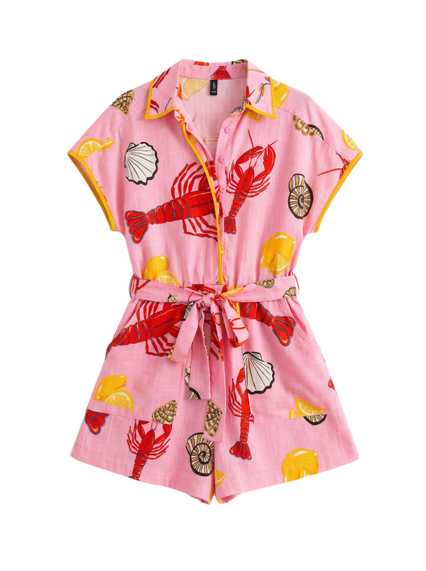Conjunto Camisa + Short Langostas Rosa con langostas y conchas - nn.studio Style 5823