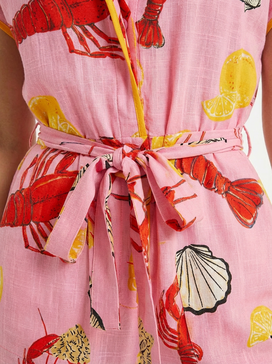Conjunto Camisa + Short Langostas Rosa con langostas y conchas - nn.studio Style 5823