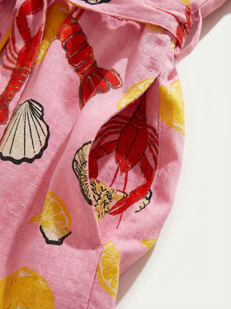 Conjunto Camisa + Short Langostas Rosa con langostas y conchas - nn.studio Style 5823