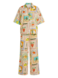 Conjunto Camisa + Pantalón Frutas Ilustradas Crema con frutas de colores - nn.studio Style 6598