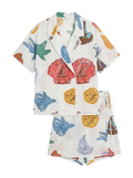 Conjunto Camisa + Short Conchas de Colores Blanco con conchas de colores - nn.studio Style 9856