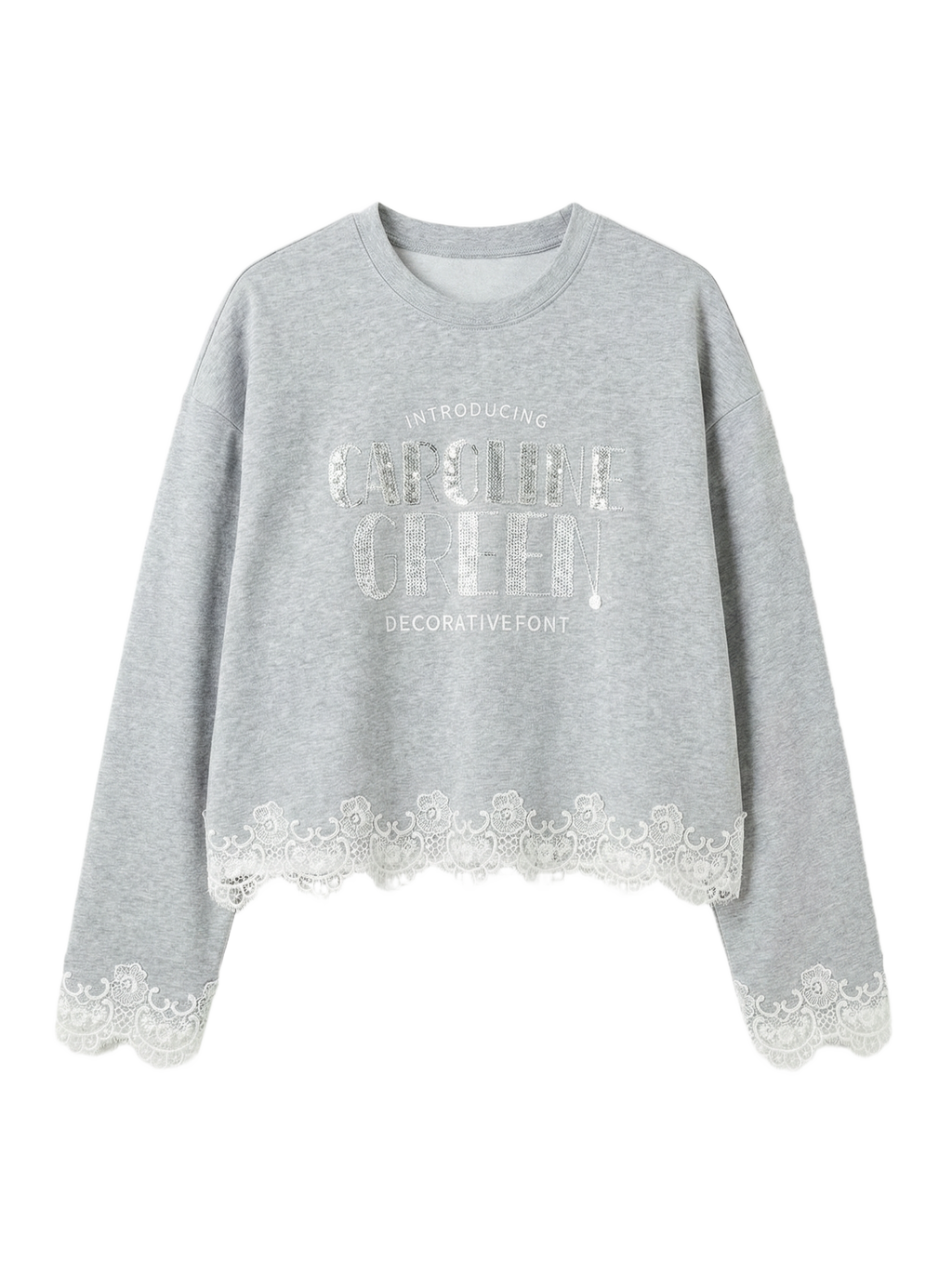 Sudadera Cropped con Encaje Gris - nn.studio Style 1010