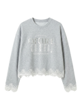 Sudadera Cropped con Encaje Gris - nn.studio Style 1010