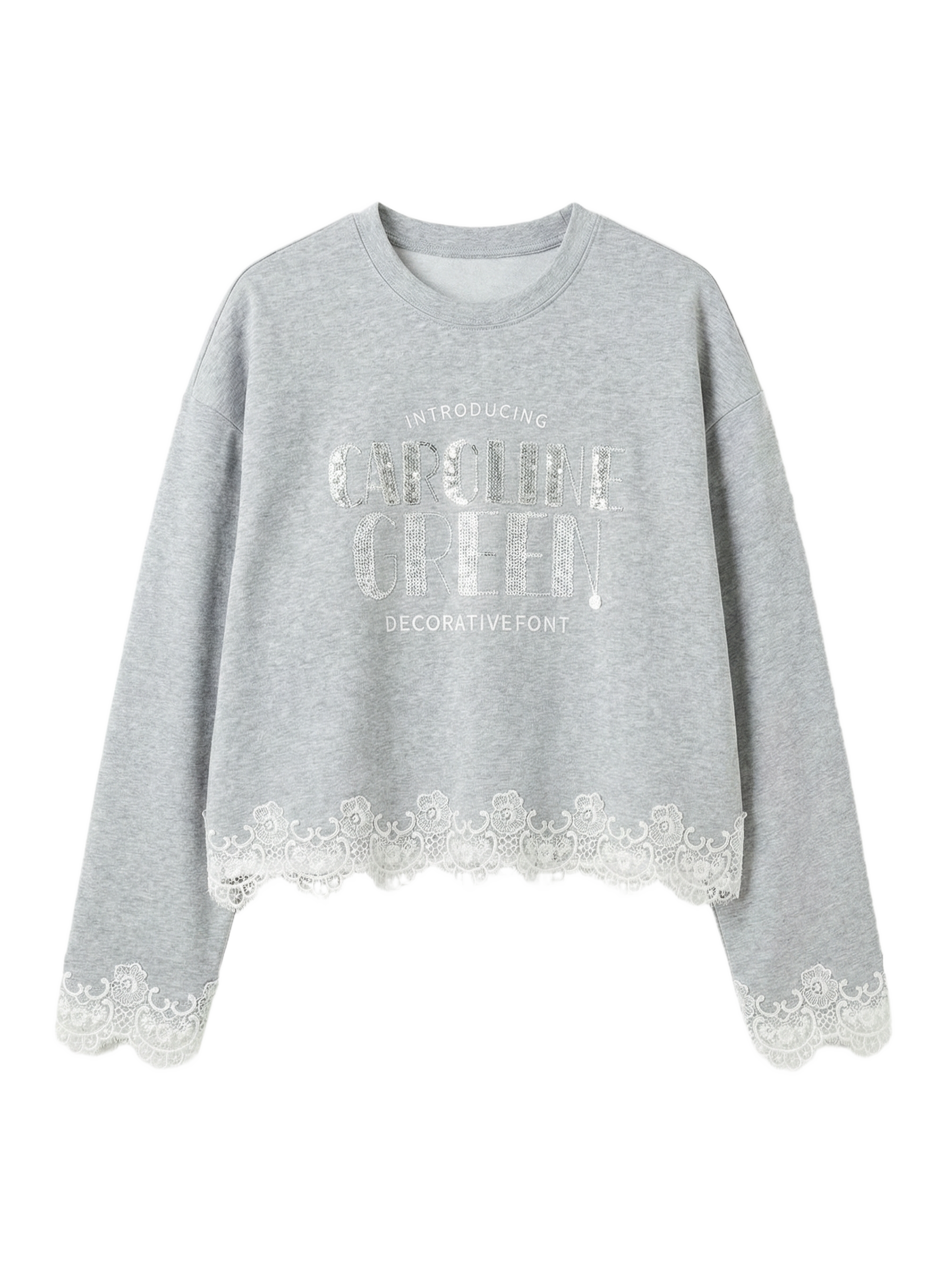 Sudadera Cropped con Encaje Gris - nn.studio Style 1010