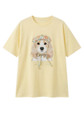 Playera Gráfica Perro con Flores Amarillo - nn.studio Style 1021