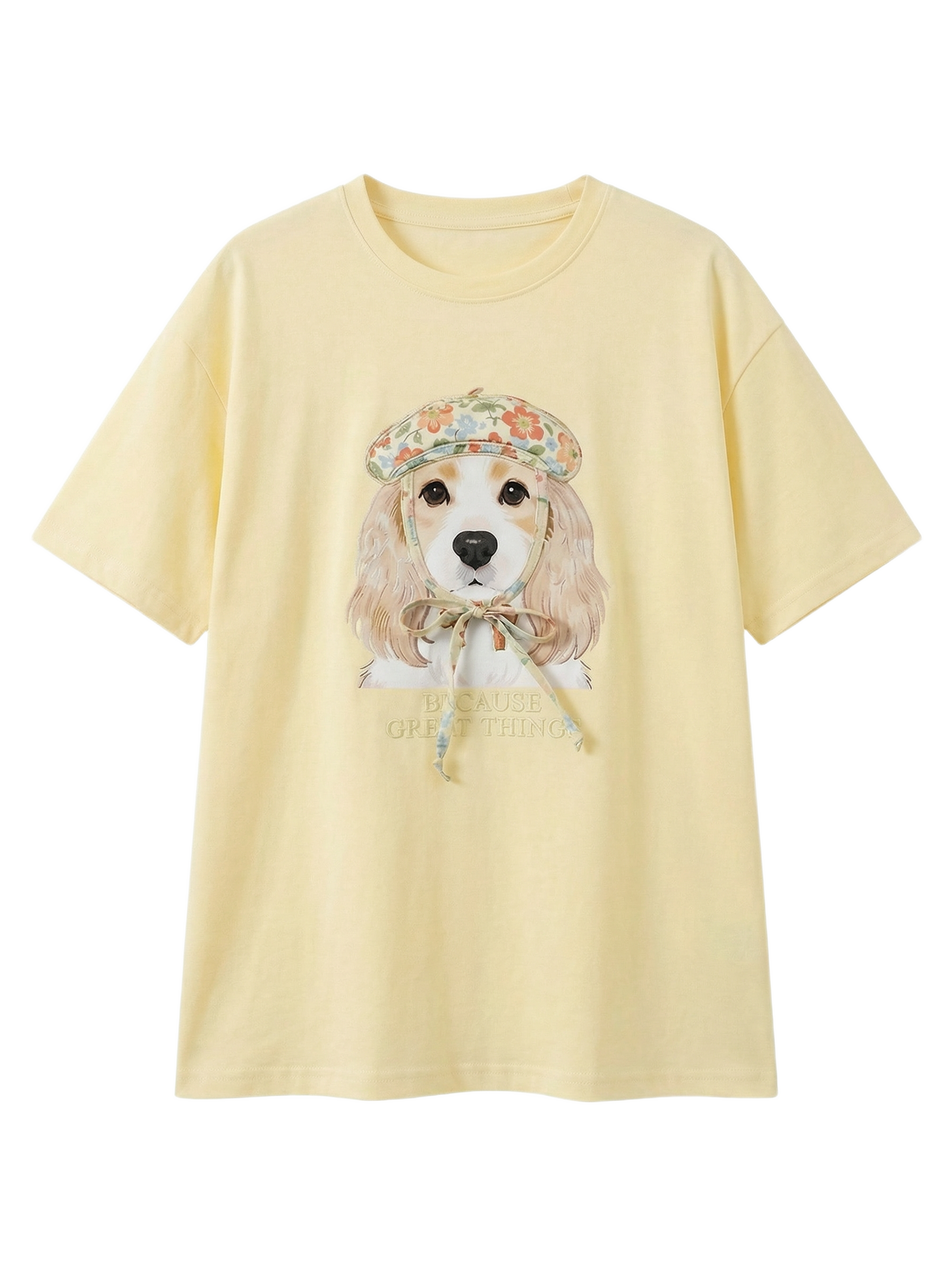 Playera Gráfica Perro con Flores Amarillo - nn.studio Style 1021