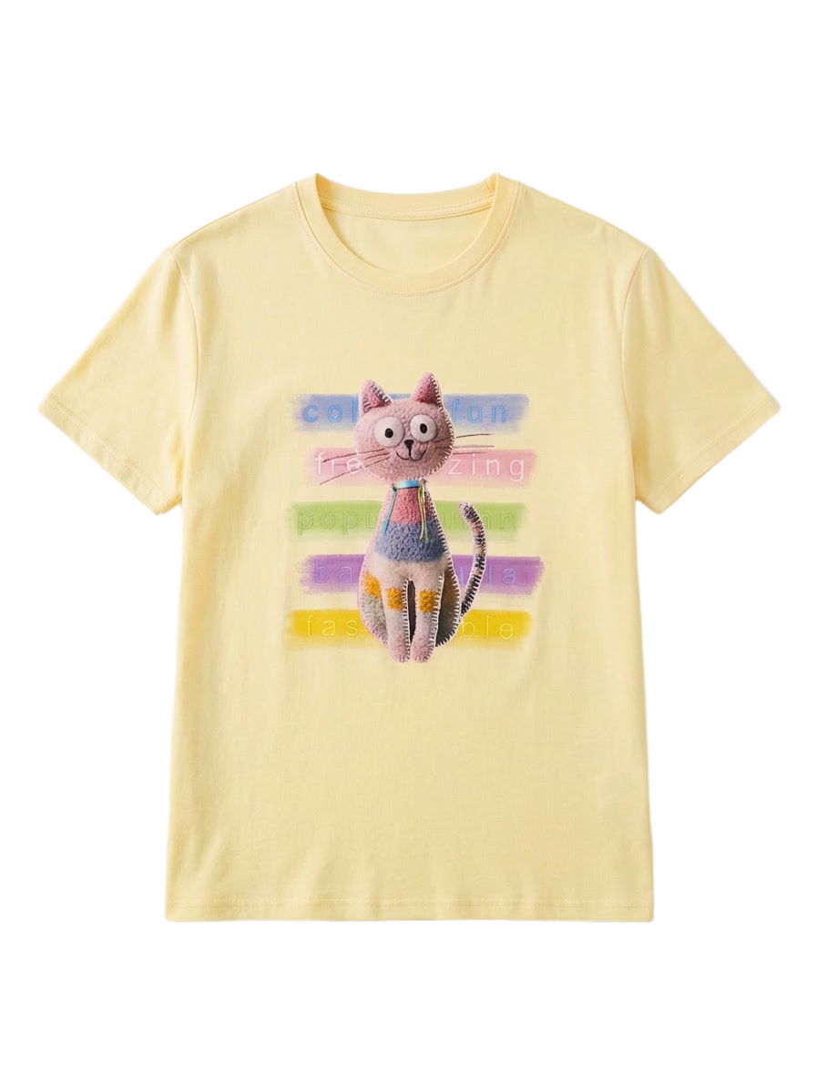 Playera Gráfica Gato Pop Art Amarillo - nn.studio Style 2020