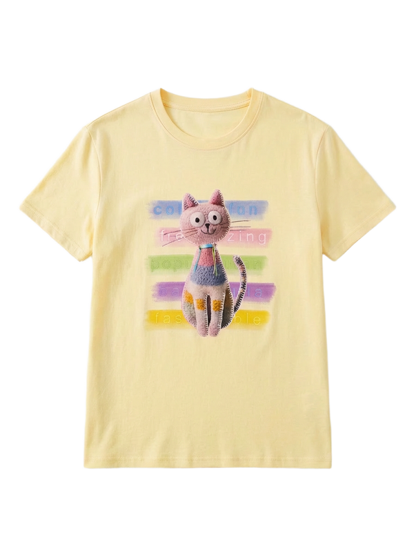 Playera Gráfica Gato Pop Art Amarillo - nn.studio Style 2020