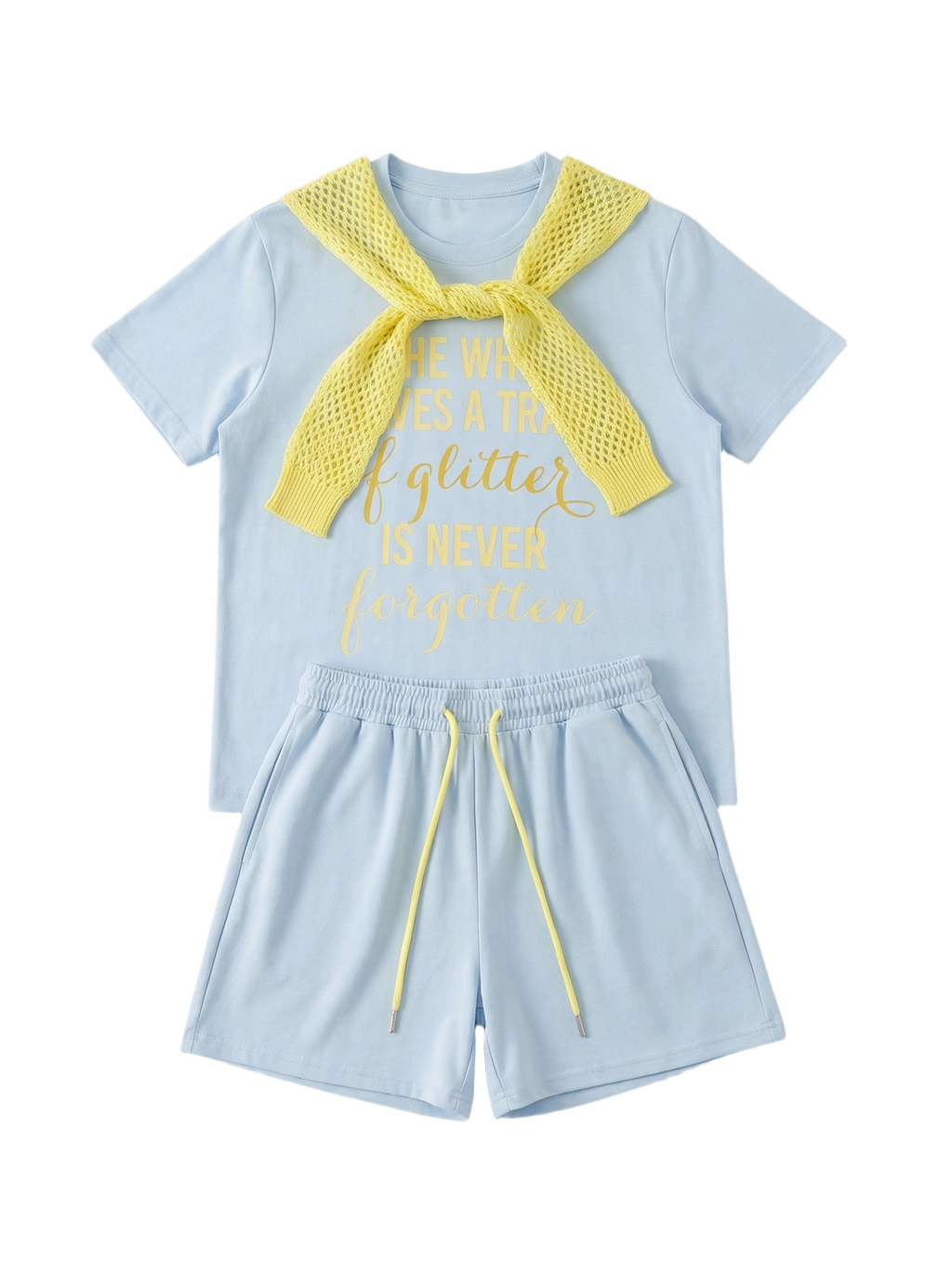 Conjunto Playera + Short "Glitter" Azul - nn.studio Style 5009
