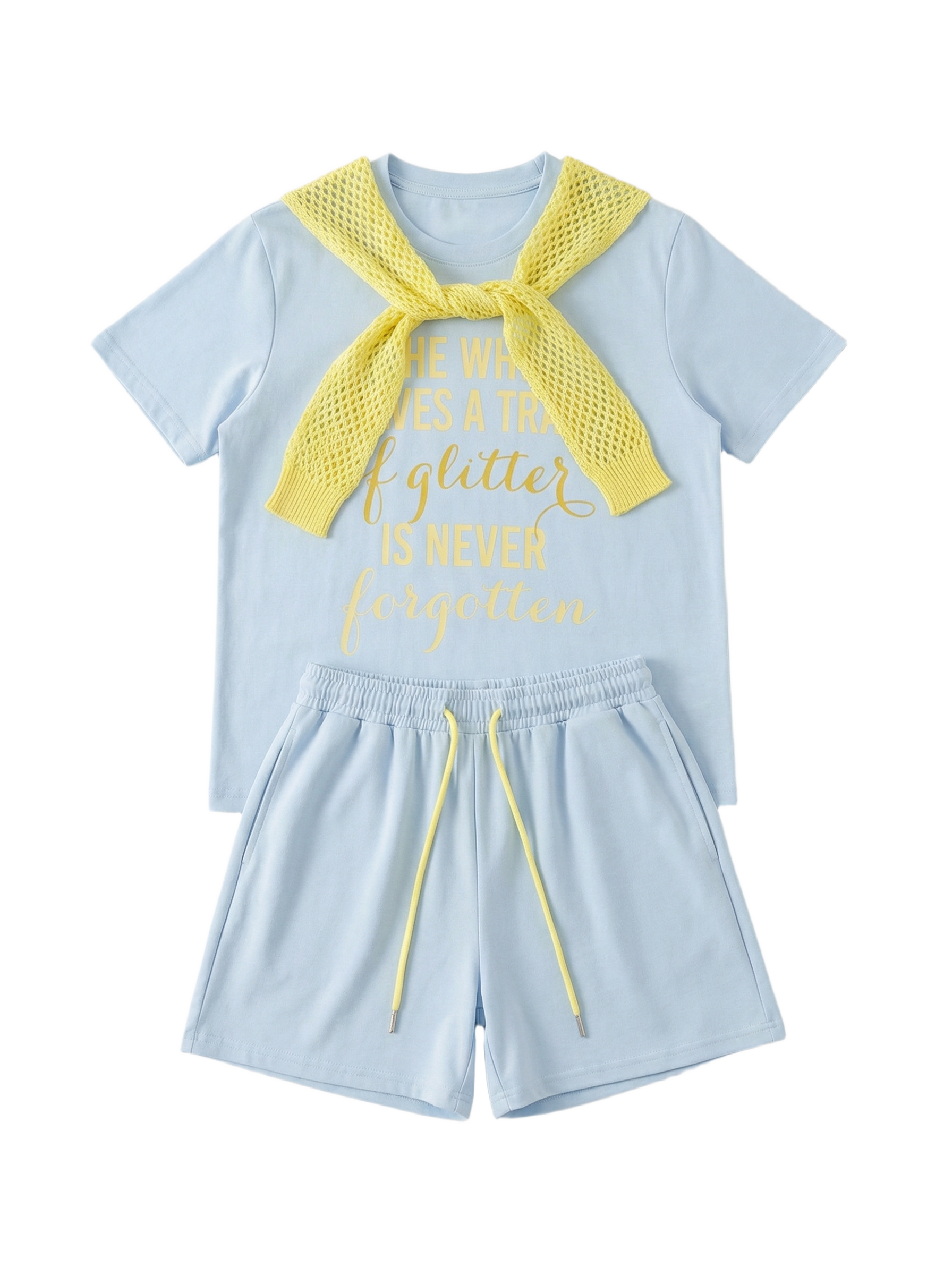Conjunto Playera + Short "Glitter" Azul - nn.studio Style 5009