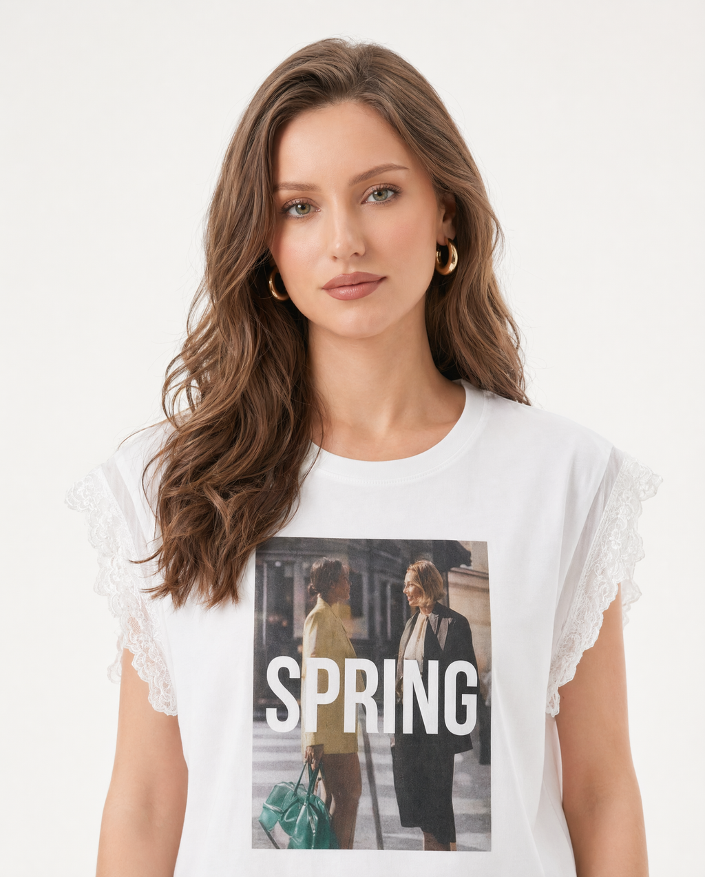 Playera "Spring" con Panel de Tul Blanco - nn.studio Style 6789