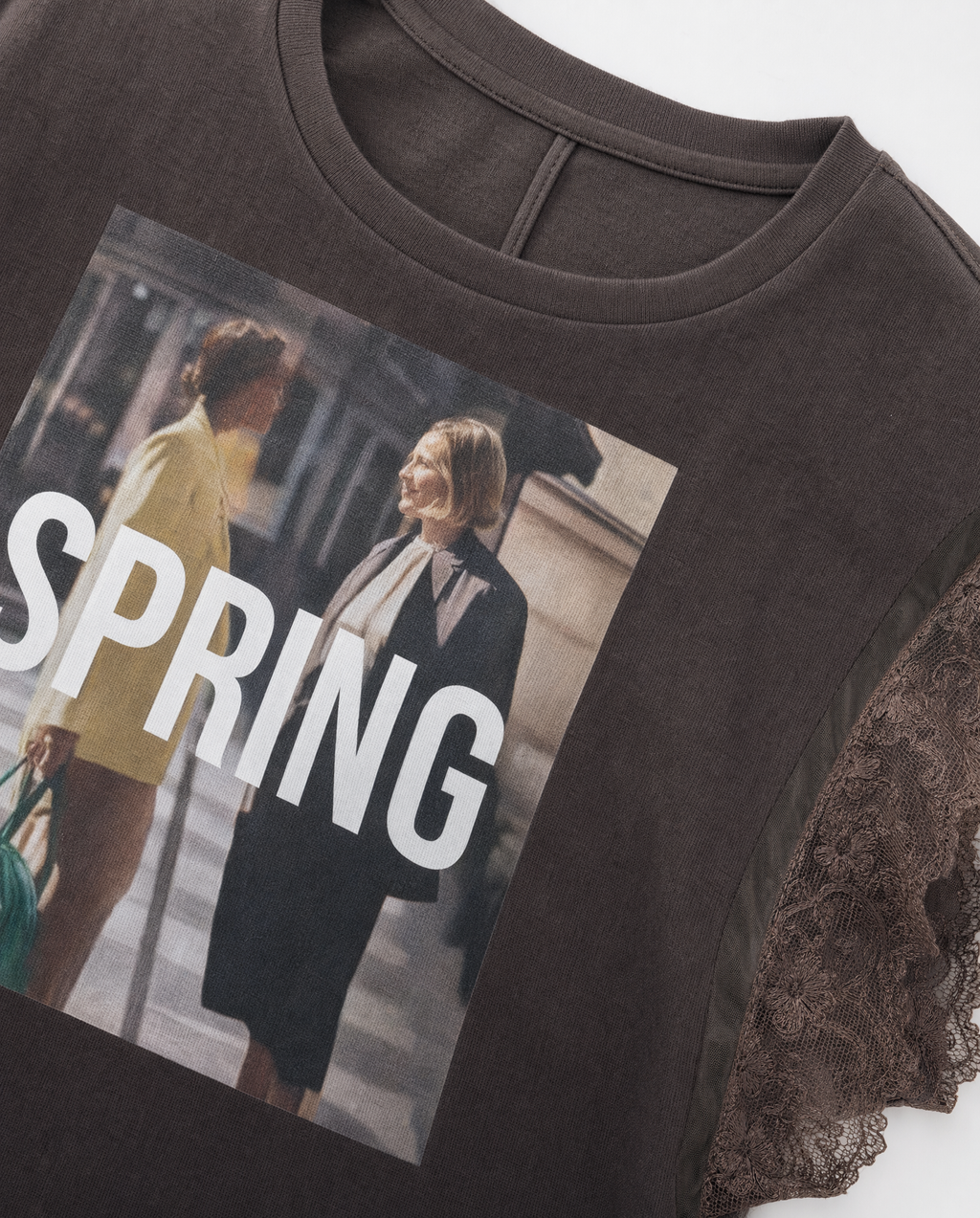 Playera "Spring" con Panel de Tul Marrón - nn.studio Style 6789