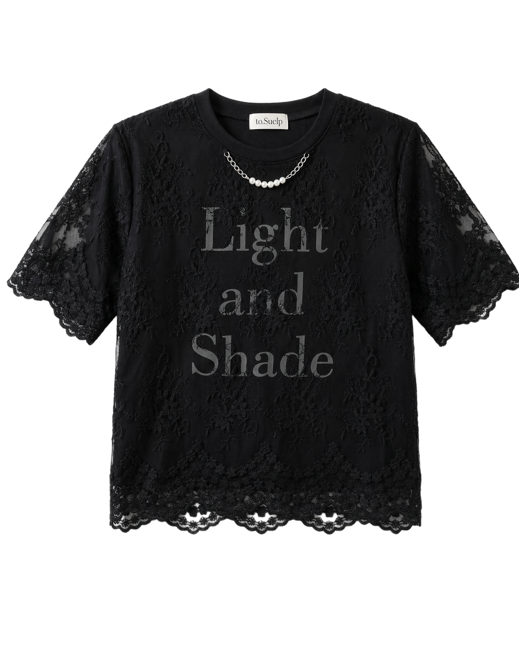 Playera con Encaje "Light and Shade" Negro - nn.studio Style 6791