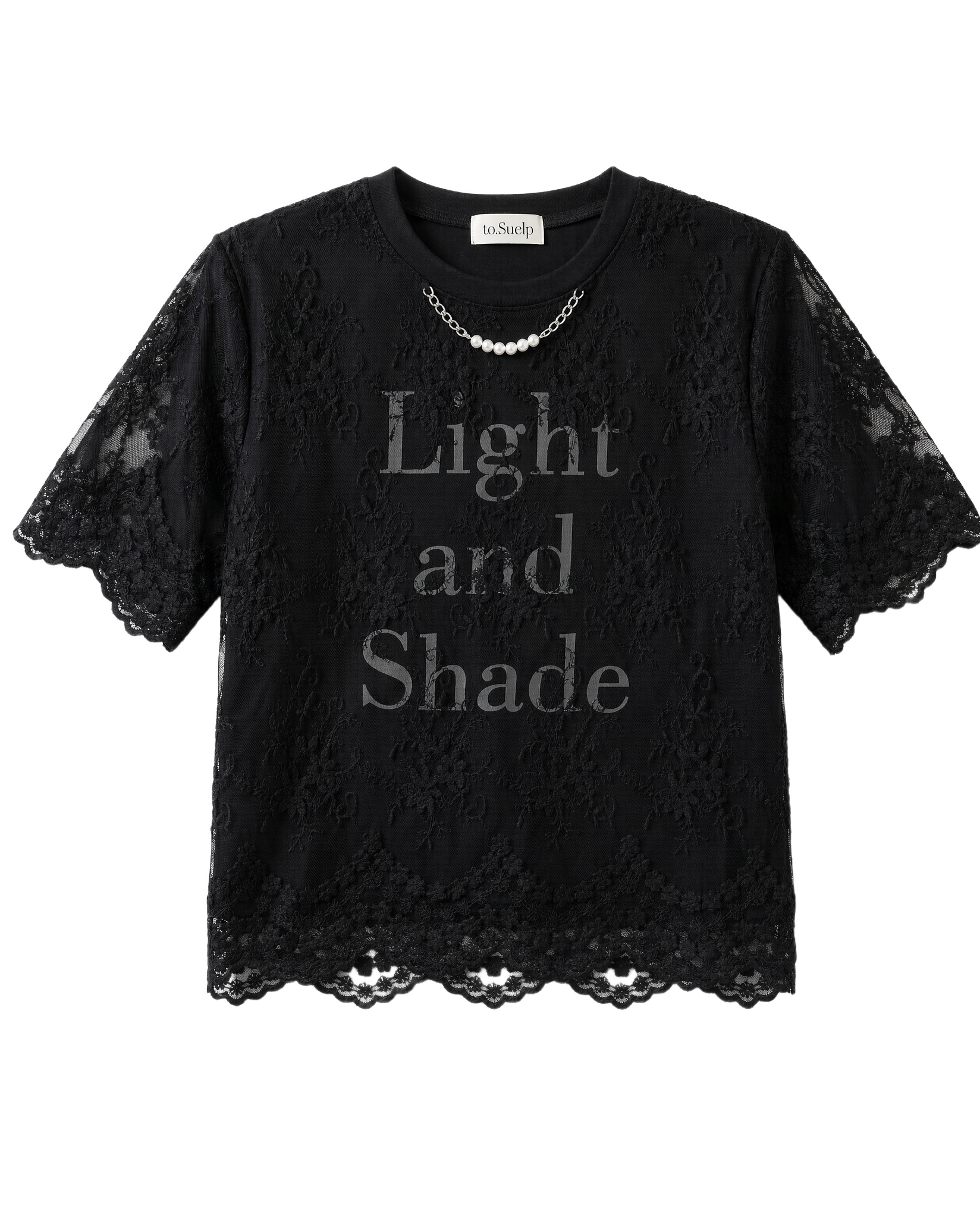 Playera con Encaje "Light and Shade" Negro - nn.studio Style 6791