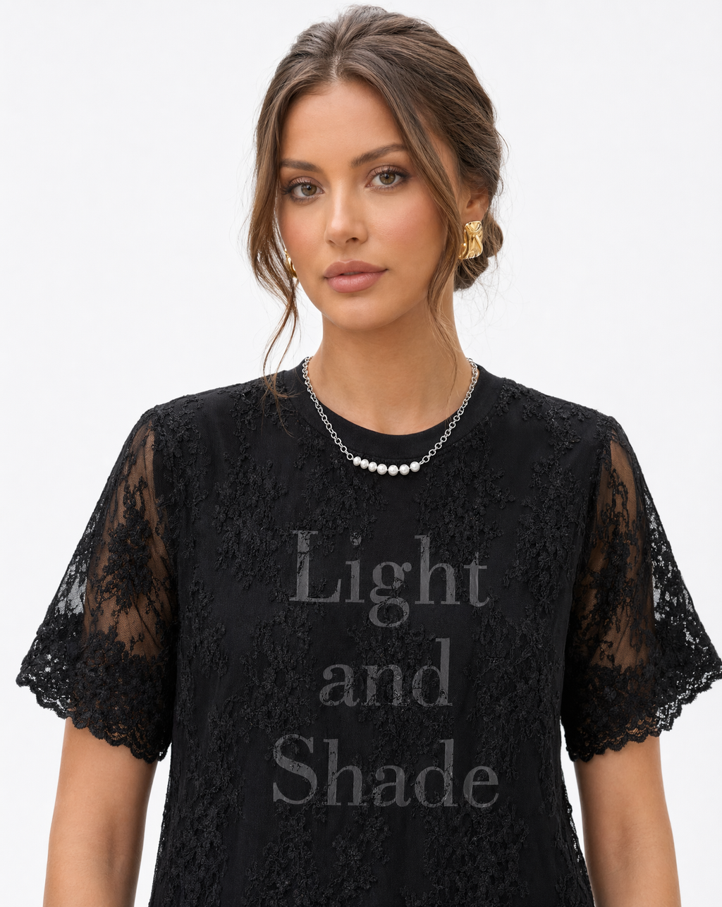 Playera con Encaje "Light and Shade" Negro - nn.studio Style 6791