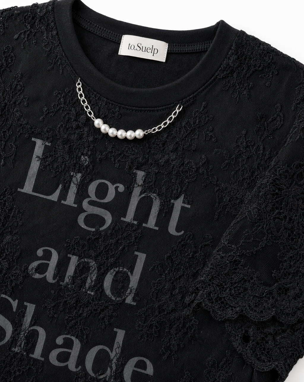 Playera con Encaje "Light and Shade" Negro - nn.studio Style 6791