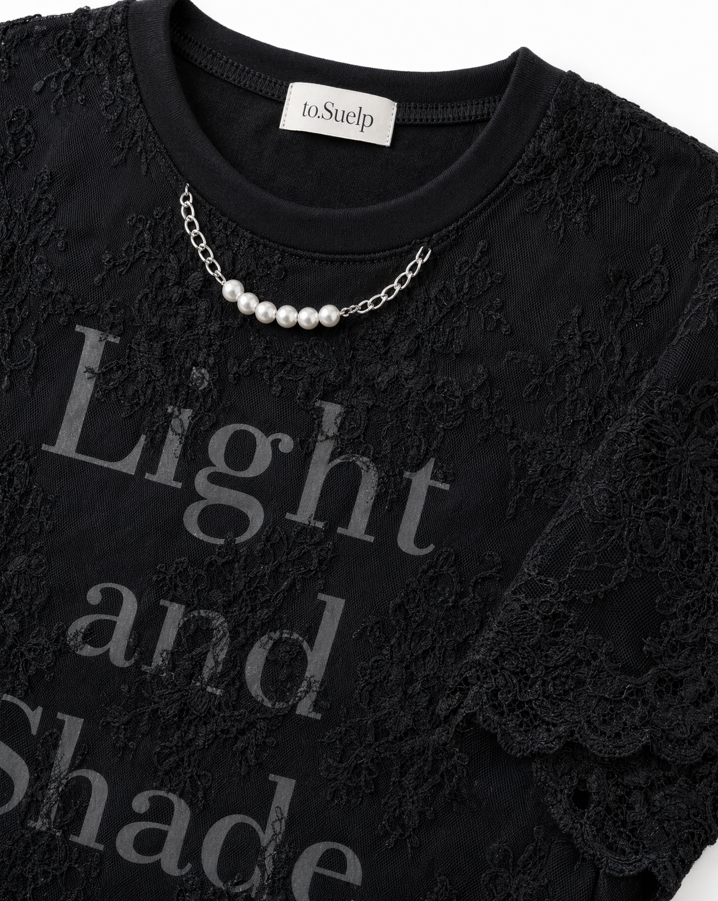 Playera con Encaje "Light and Shade" Negro - nn.studio Style 6791