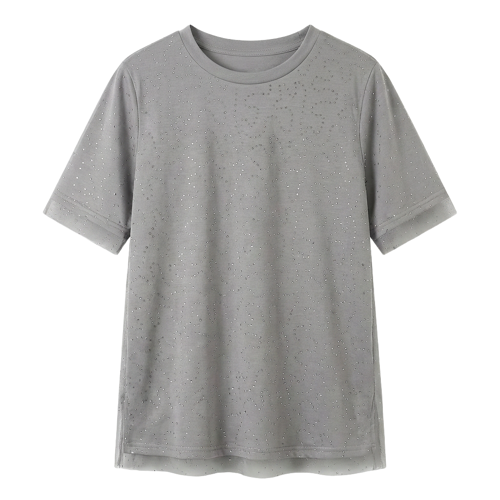 Playera Básica con Micro Destellos Gris - nn.studio Style 6790