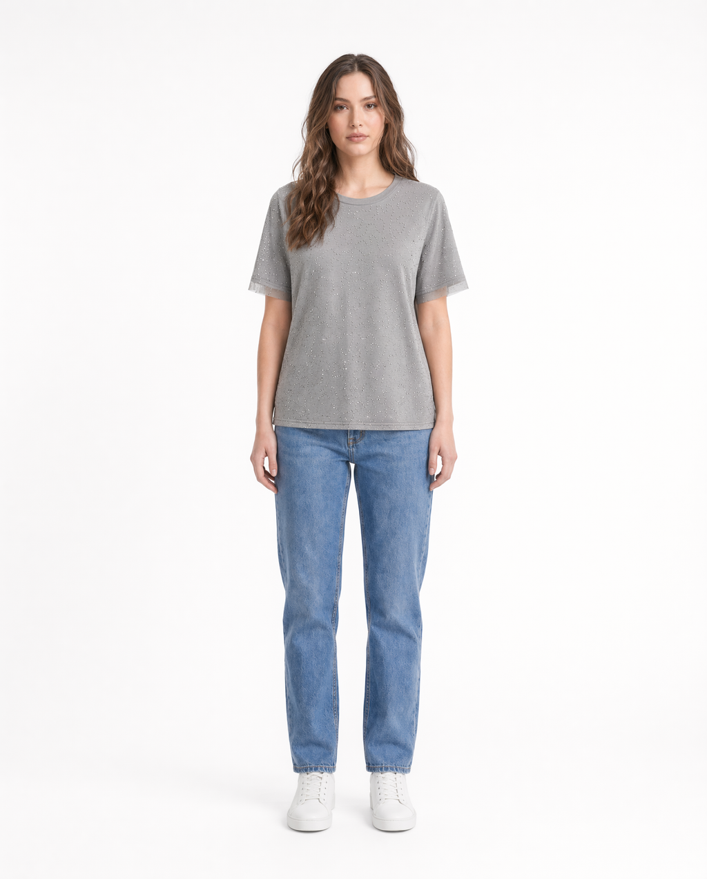 Playera Básica con Micro Destellos Gris - nn.studio Style 6790
