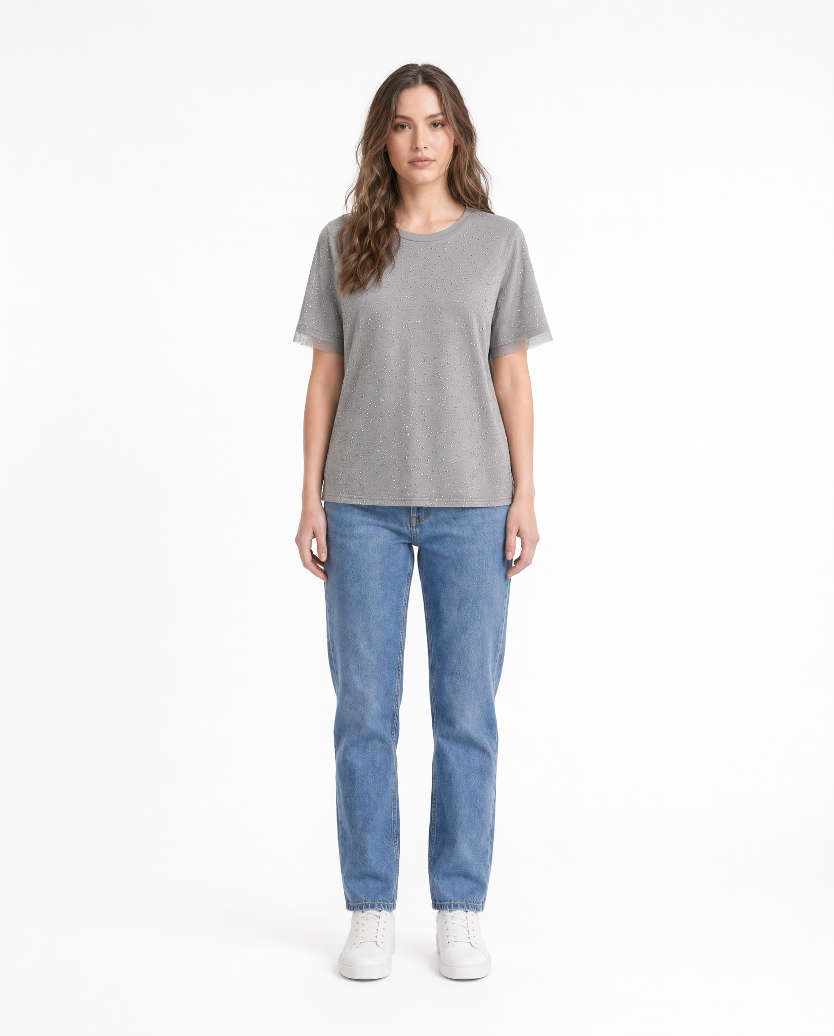 Playera Básica con Micro Destellos Gris - nn.studio Style 6790