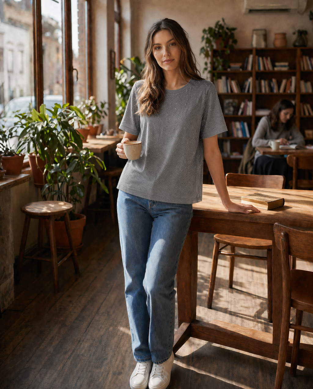 Playera Básica con Micro Destellos Gris - nn.studio Style 6790