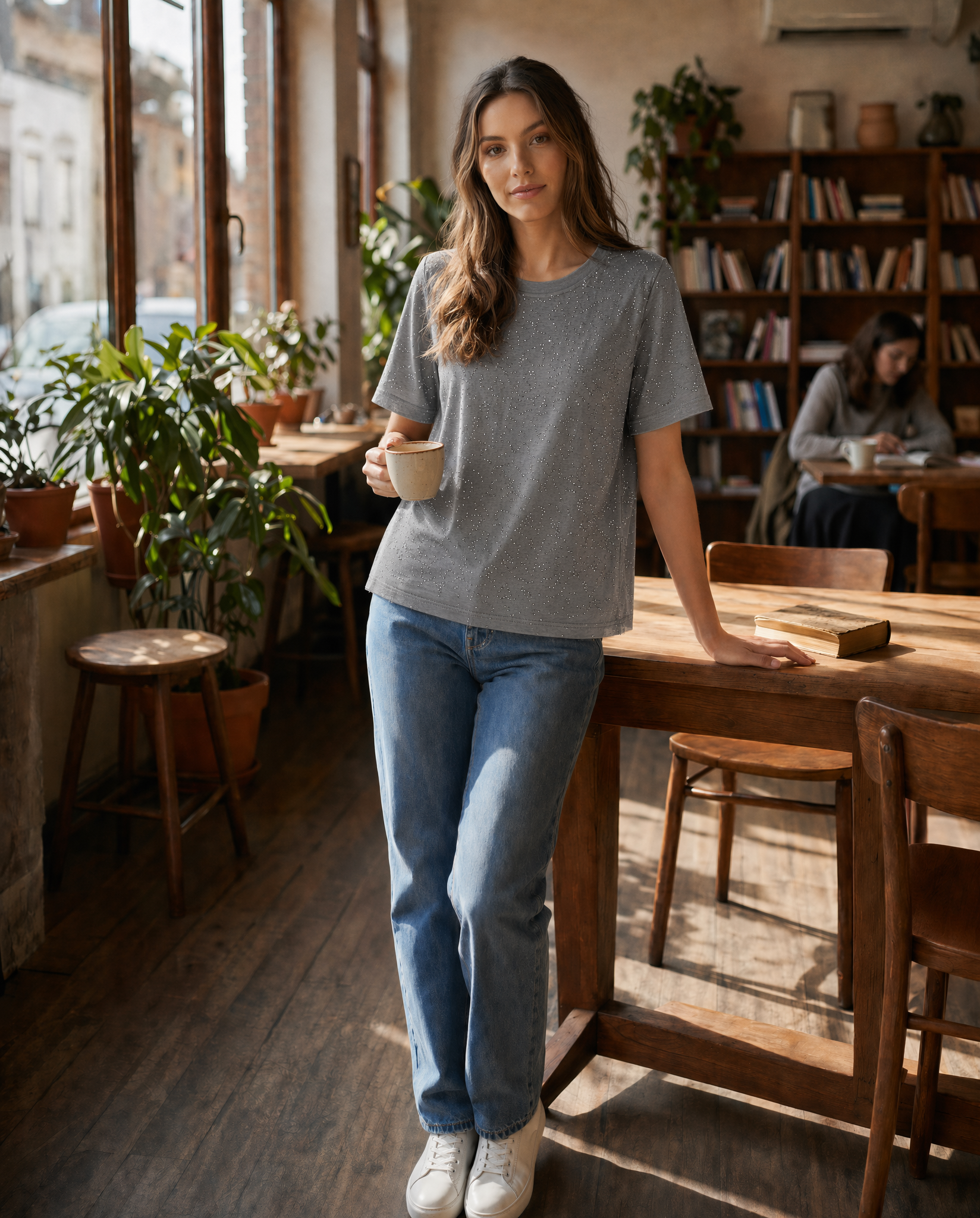 Playera Básica con Micro Destellos Gris - nn.studio Style 6790