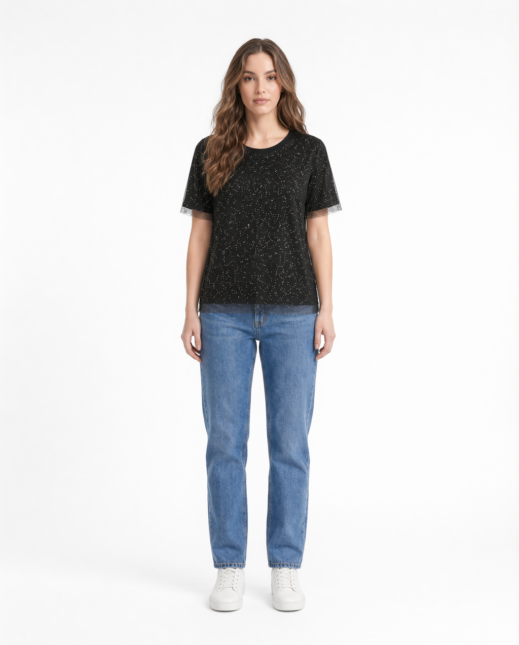 Playera Básica con Micro Destellos Negro - nn.studio Style 6790