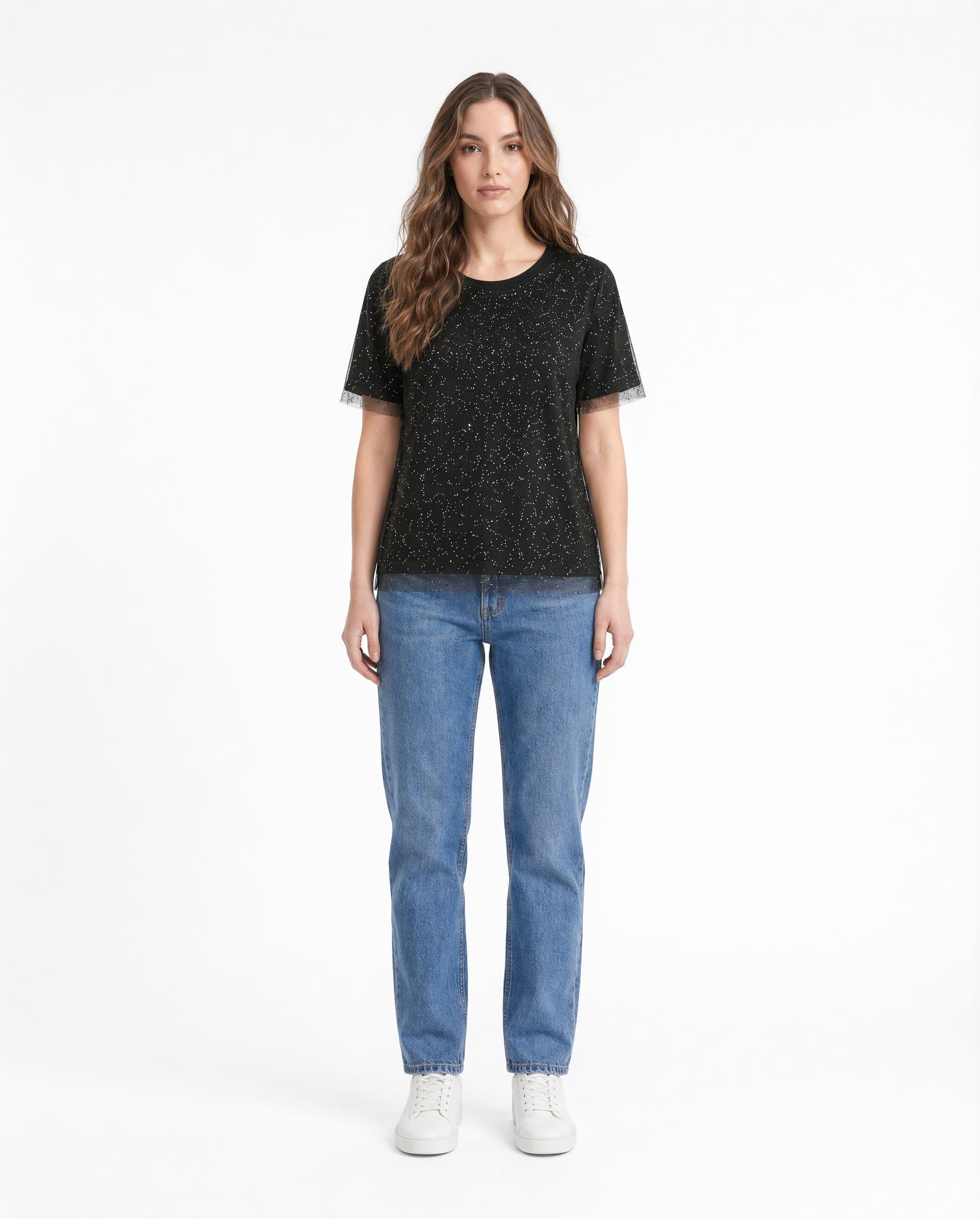 Playera Básica con Micro Destellos Negro - nn.studio Style 6790